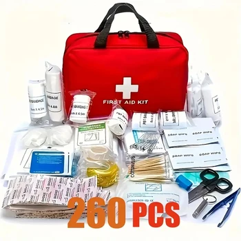Deluxe-Erste-Hilfe-Set - unverzichtbares Notfallzubehör für Zuhause, Outdoor-Abenteuer (260 Stück)