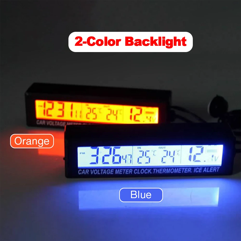 4-in-1-Uhr, Kalender, Thermometer, Auto, Multifunktions-Farbbildschirm, Spannung mit LCD, Zeit, Datum