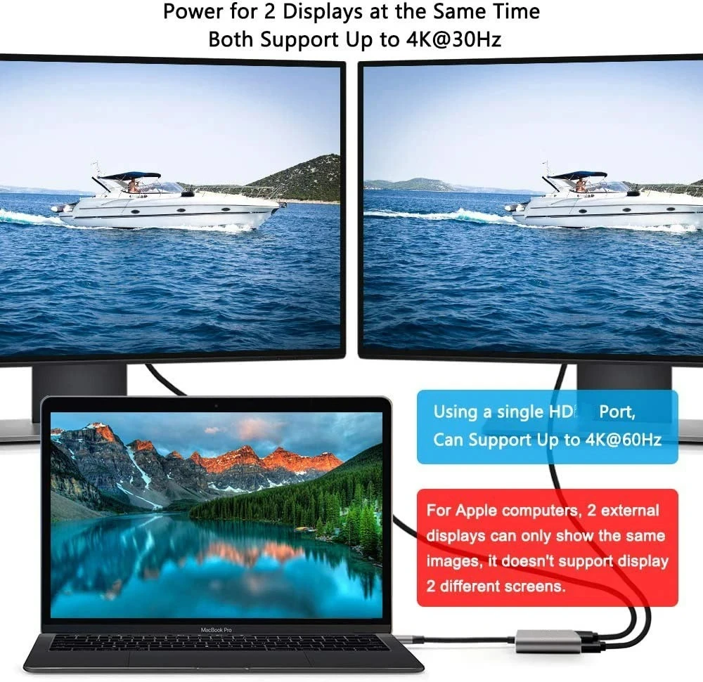 USB-C Dock für 2 Monitore mit HDMI 4K, USB 3.0 und PD für MacBook – Bild 2