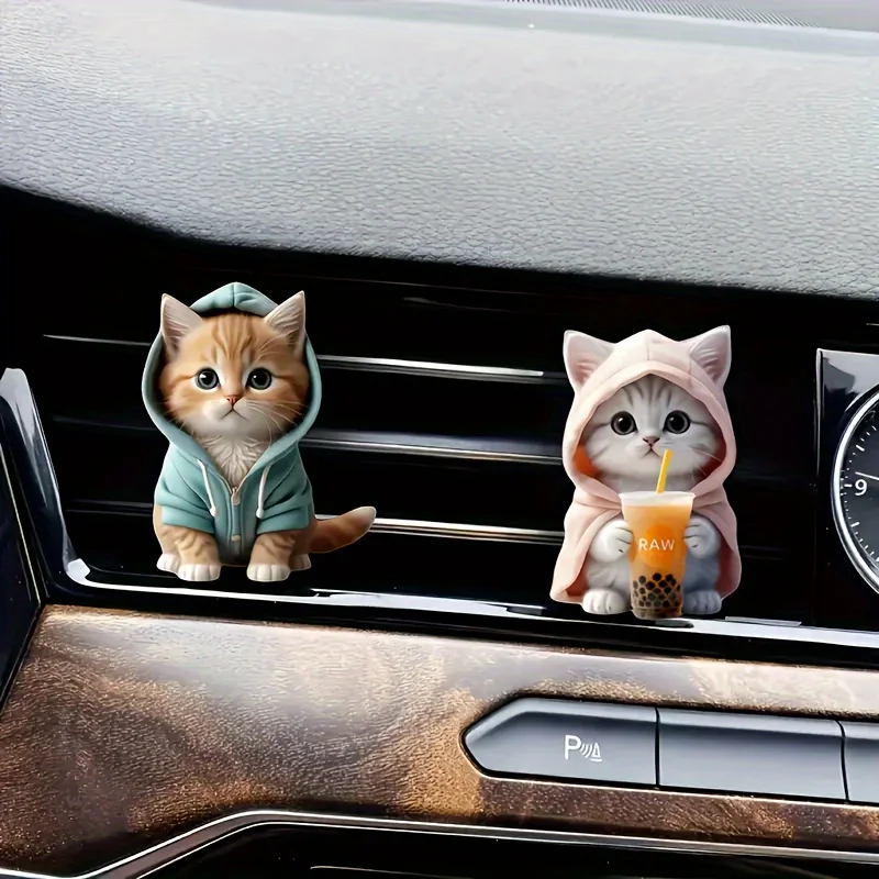 Niedliche Katzen-Acryl-Auto-Aromatherapie, langanhaltender Duft, Entlüftungsclip, dekorativ und Aromatherapie