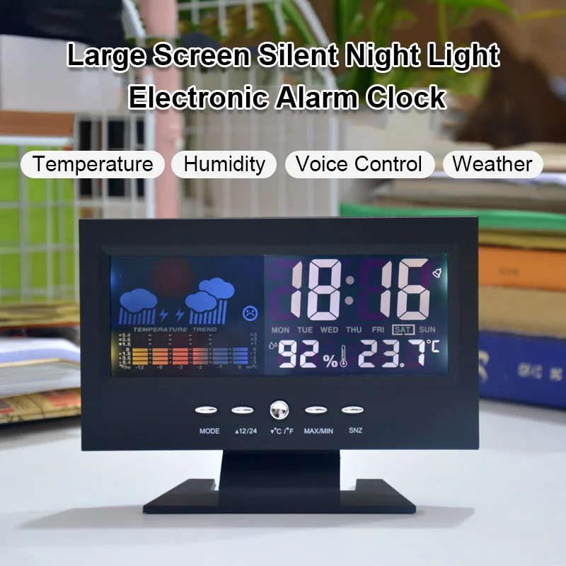 Elektronischer Wecker, digitaler Wecker, Wetterstation, Zeit, Temperatur, Luftfeuchtigkeit, Anzeige, Uhr