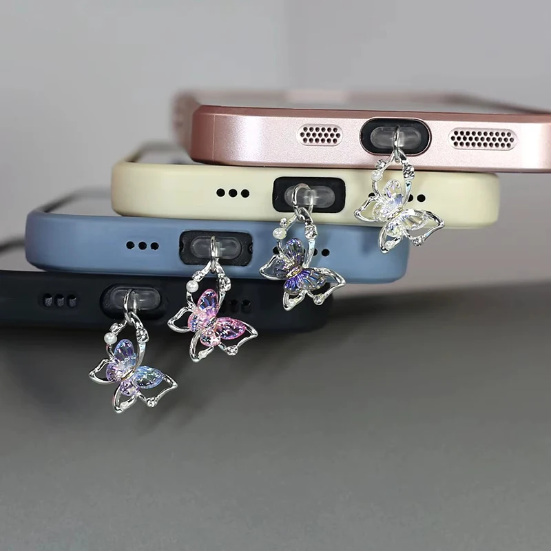 Schöne Schmetterling Telefon Staub Stecker Zubehör Dekoration Hängen Anhänger für iPhone für Samsung Typ-C