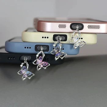 Schöne Schmetterling Telefon Staub Stecker Zubehör Dekoration Hängen Anhänger für iPhone für Samsung Typ-C