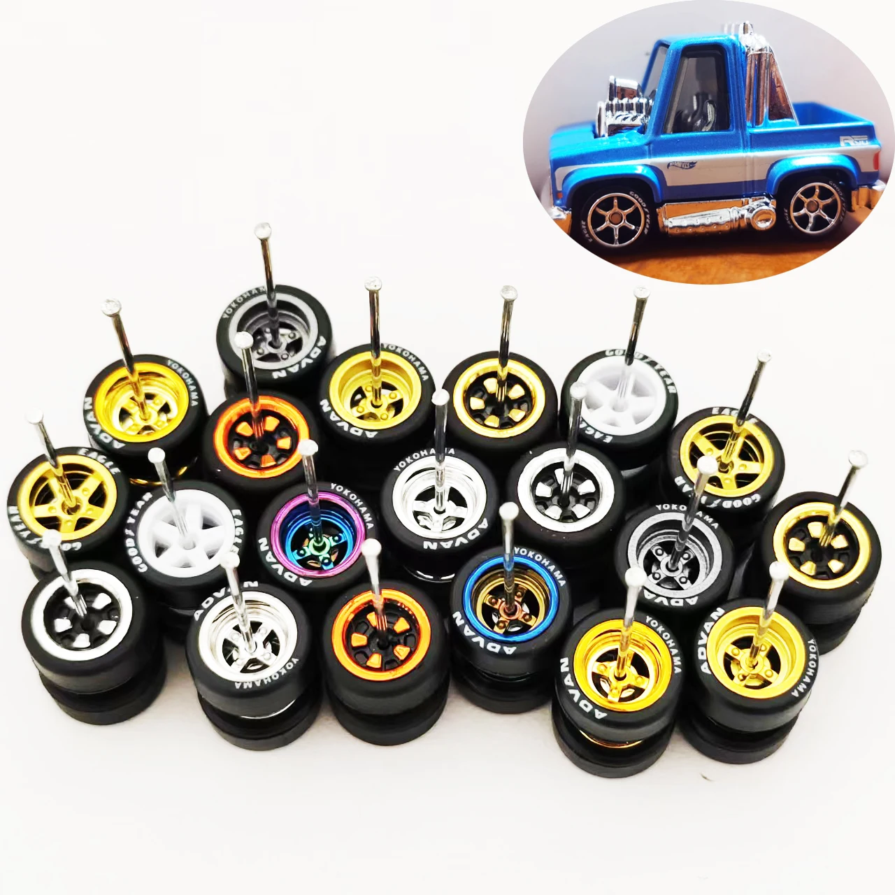 1/64 Reifen-Paket Radsatz 9,8mm 10,8mm 11mm 13mm 14mm 17mm für 1:64 Modellautos Domeka/Tomy/Hot (10 Stück)