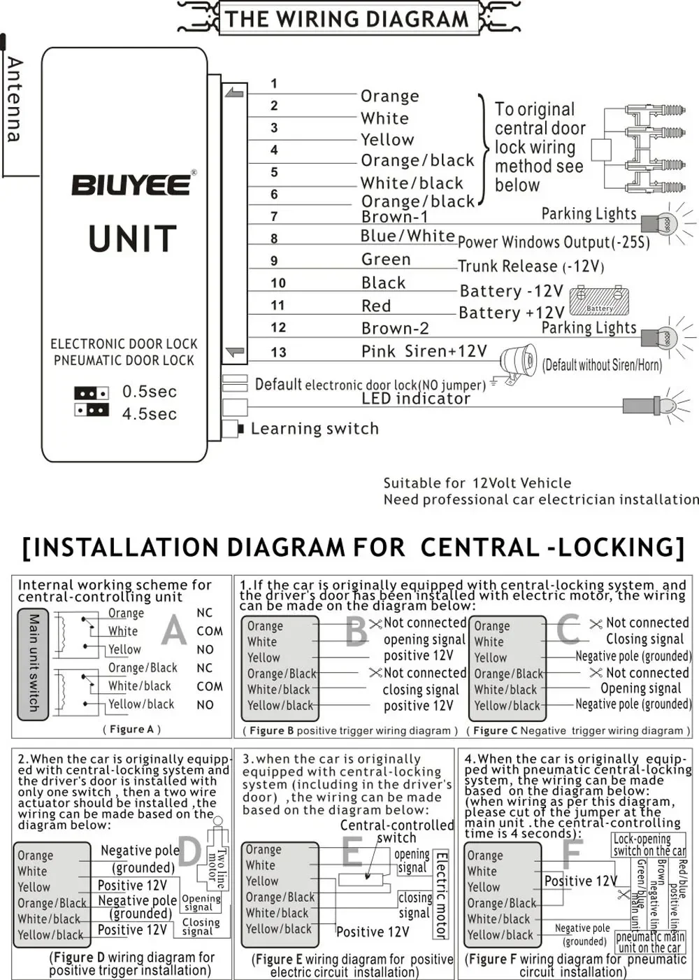HEIßER Universal Keyless Entry System Auto Alarm Systeme Gerät Auto – Bild 4
