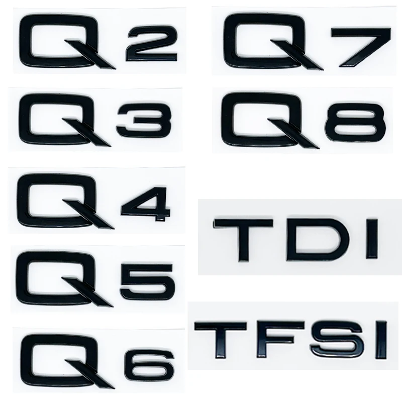 3d ABS Chrom Buchstaben Zahlen Auto Hinten Stamm Boot Emblem Aufkleber Abzeichen Für Q2 Q3 Q4 Q5 Q6 Q7 Q8 TDI