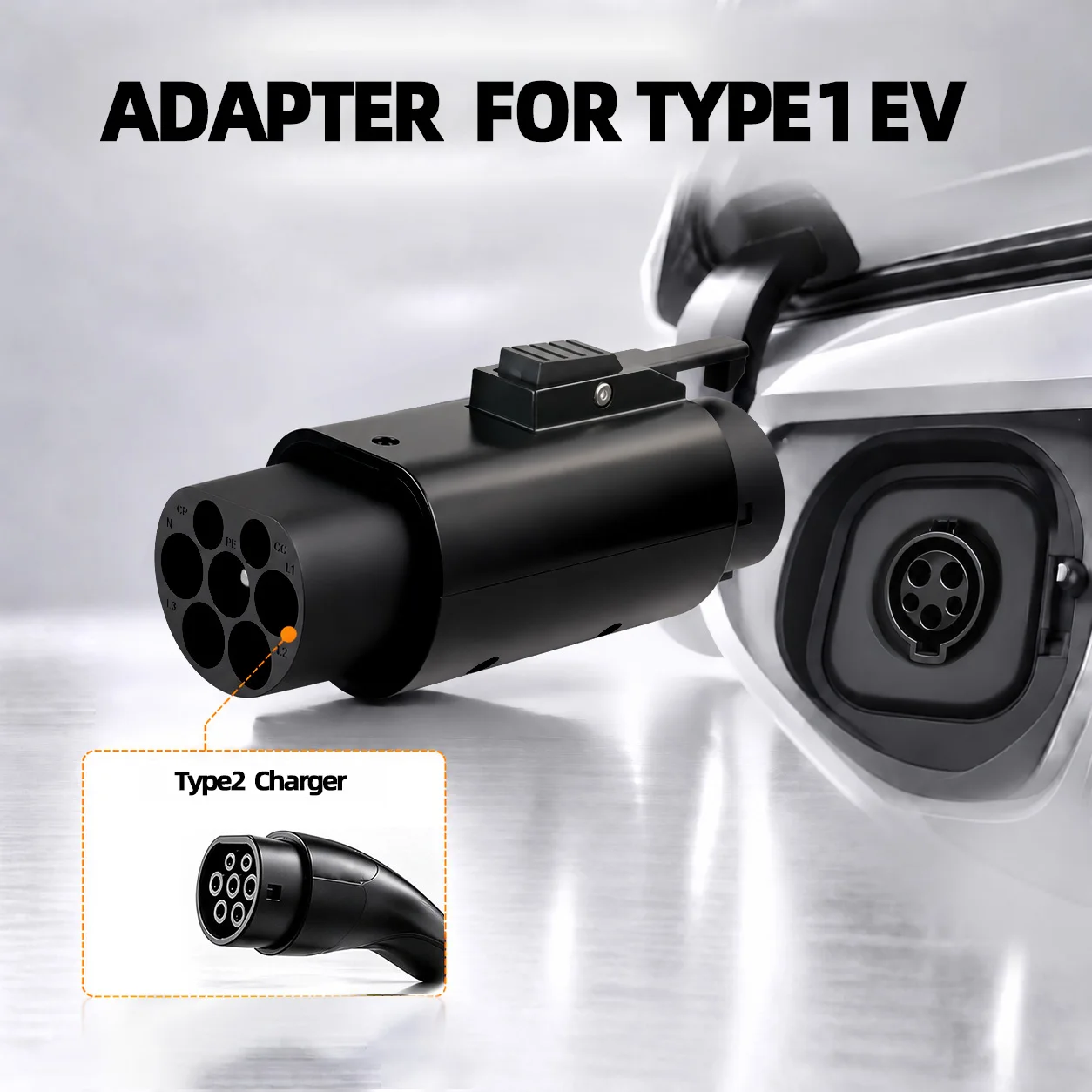 Typ2 auf Typ1 EV-Ladegerät-Adapter, 32 A, einphasig, kompatibel – Bild 3