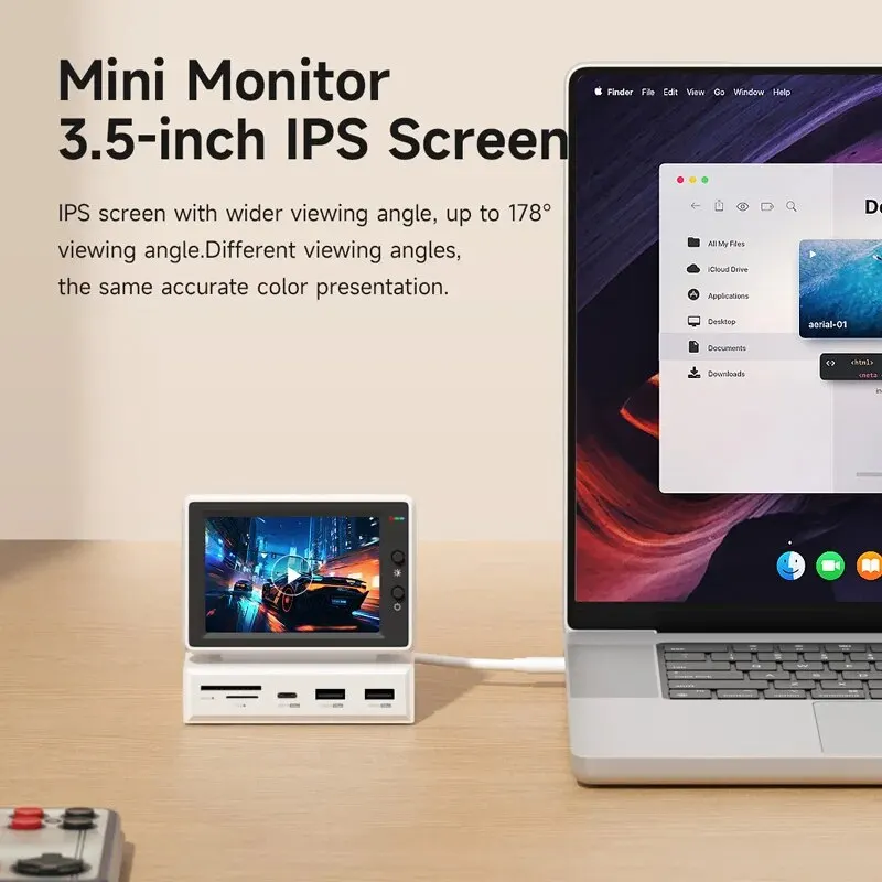 3,5 Zoll IPS Statusbildschirm für CPU/RAM-Anzeige mit USB-C Hub – Bild 4