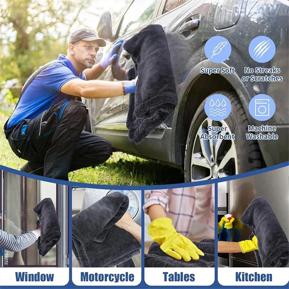 Mikrofaser Auto-Waschlappen Auto-Reinigungstuch Trockentuch mit Saum – Bild 4