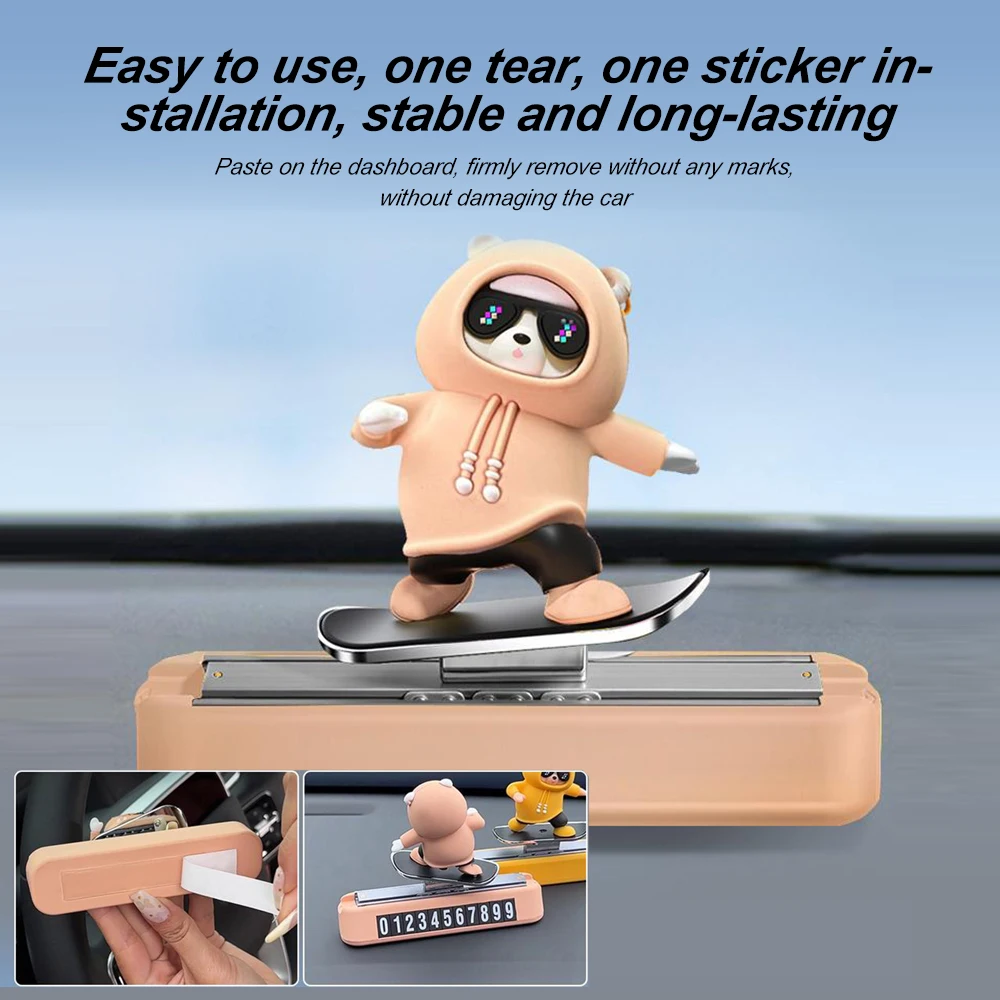 Dashboard Auto Dekorationen Skateboard Bär Magnetische Parkplatz – Bild 6