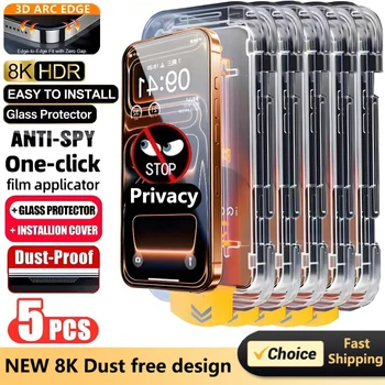 Oleophobe Beschichtung Staubfreier Sichtschutz Displayschutz für iPhone 17 Pro Max 15 13 11 12 14 16 (5 Stück)