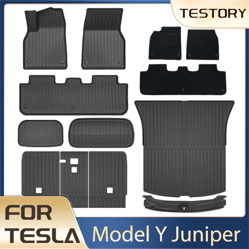 Tesla Model Y Juniper Zubehör 2025 2026 TPE Fußmatten Kofferraumauskleidung Wasserdichte Kofferraummatte
