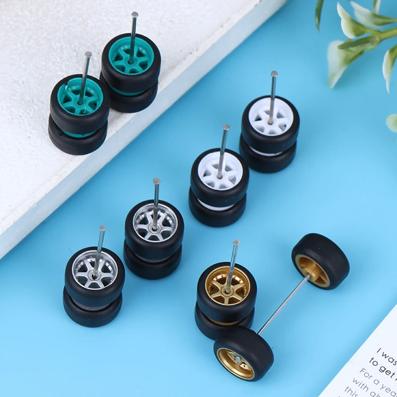 6PCS 1:64 Räder Für Hotwheels Mit Gummi Reifen Modell Auto Geändert Teile Racing Fahrzeug Spielzeug Neue 4