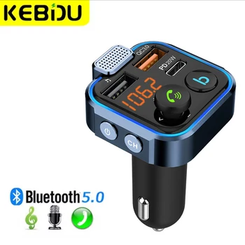 Kabelloser Bluetooth 5.0 Freisprech-Auto-FM-Transmitter Dual-USB-Autoladegerät Auto-Radio FM-Modulator