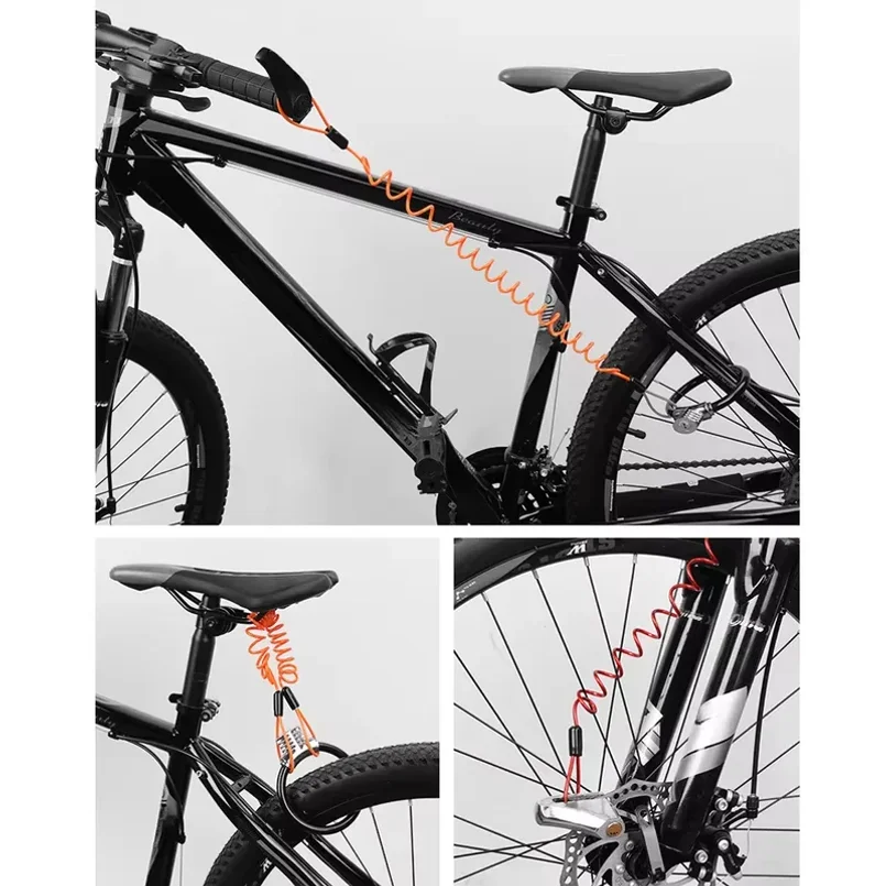 1,2M Fahrrad-Spiralkabelschloss mit Alarm – Bild 6