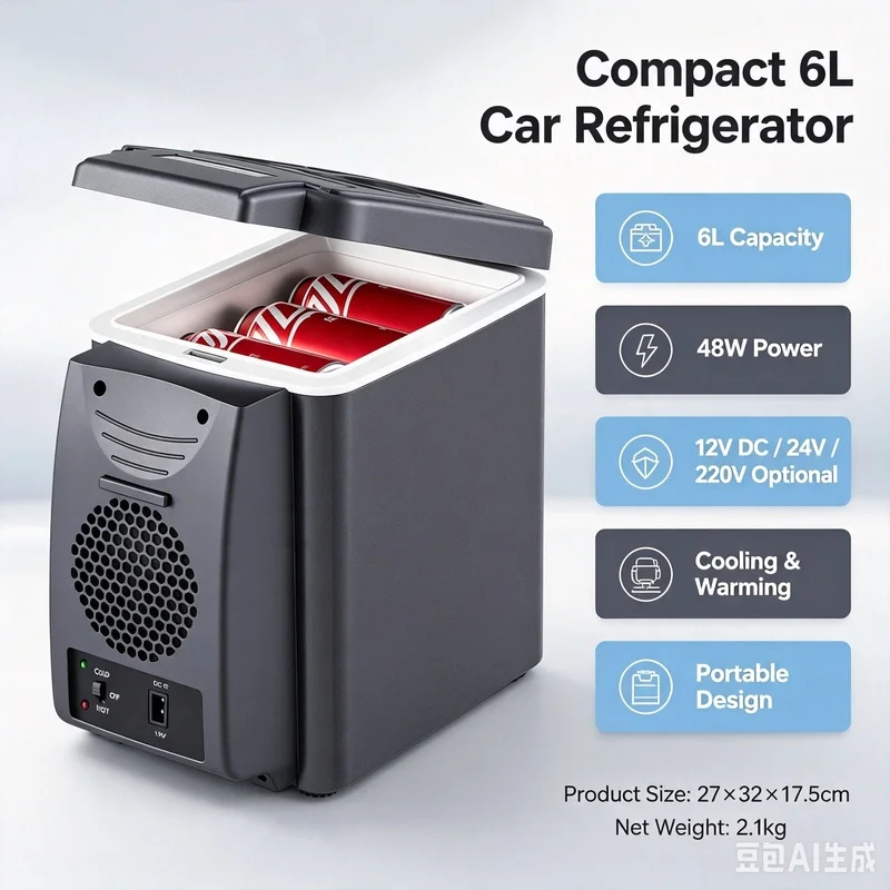 6L Auto-Kühlbox mit Wärmefunktion 12V 24V 220V Tragbarer Kühlschrank – Bild 3