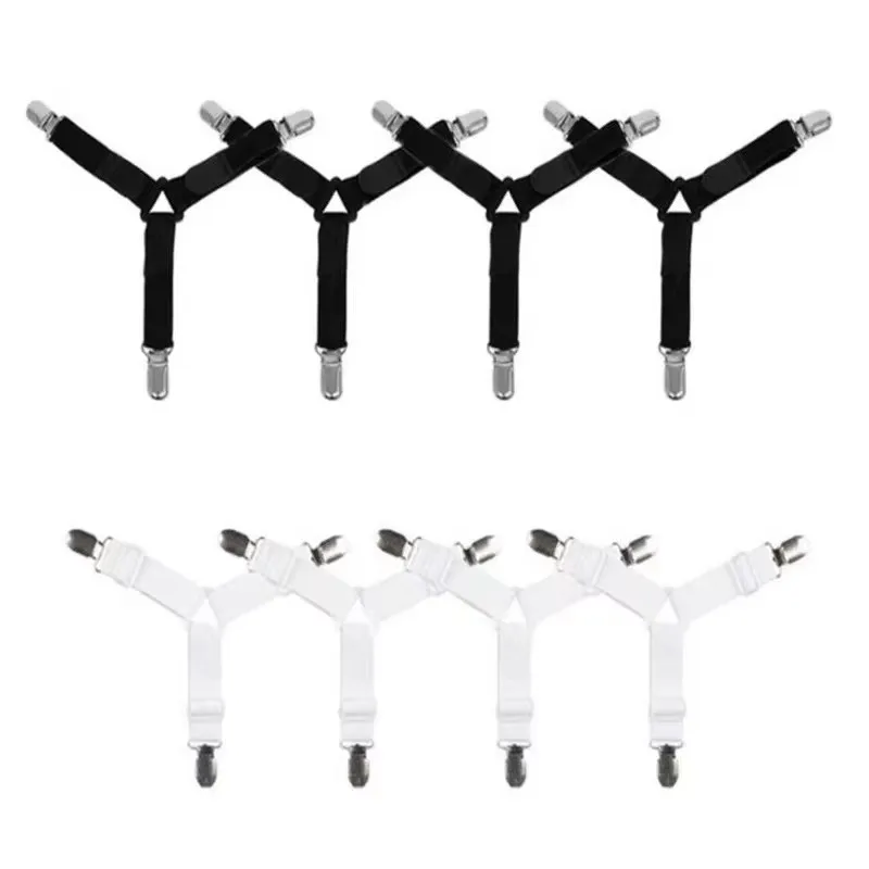 Elastische Bettlaken Greifer Drei Kopf Clips Greifer Halter Hosenträger Bettlaken Befestigungen (4 Stück)