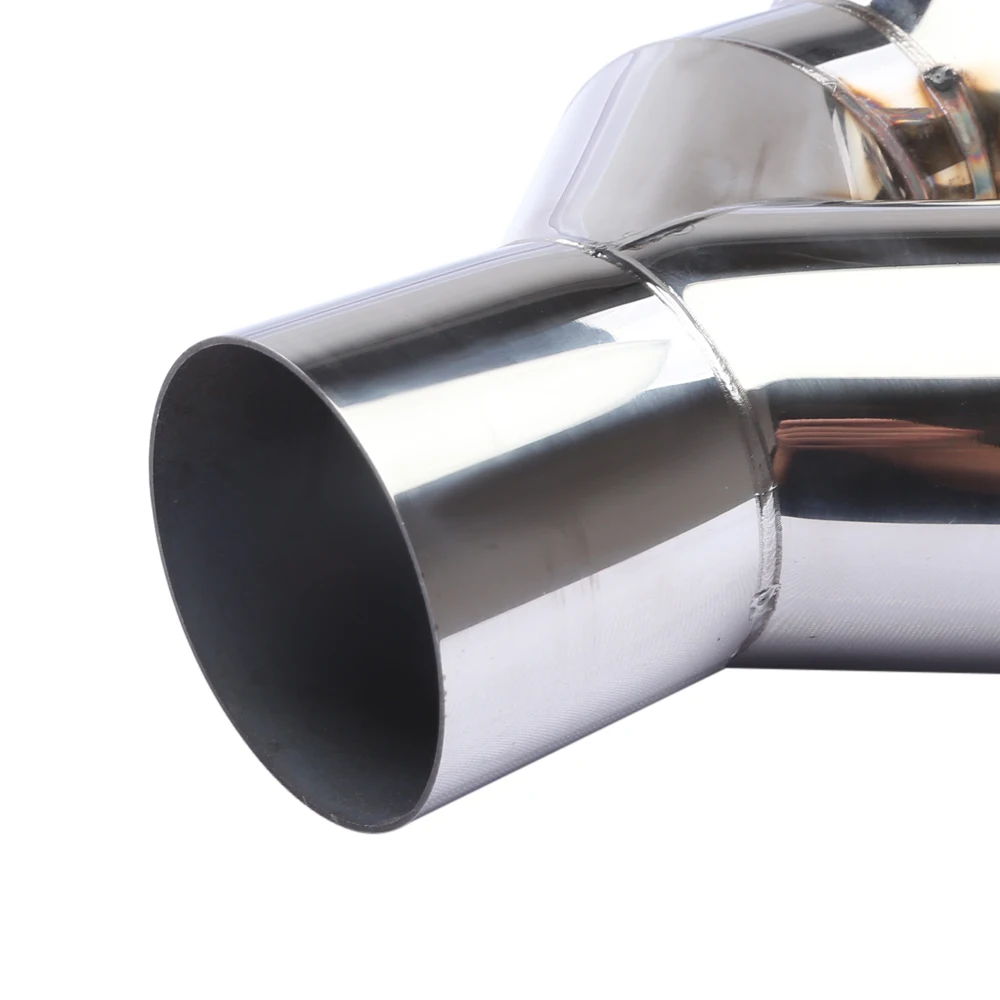 Universal 63mm Einlass 76mm Auslass Doppel Zylinder Edelstahl Auspuff – Bild 4