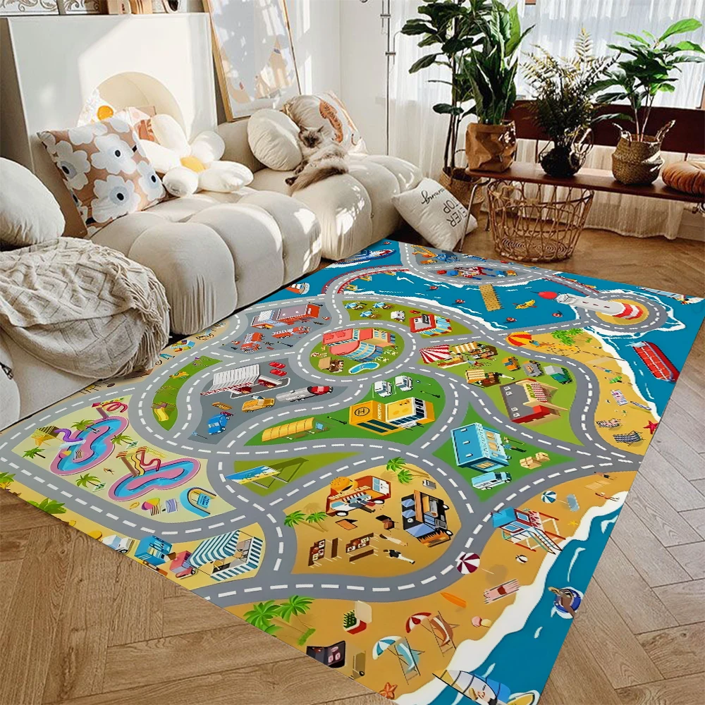 Auto-Spielmatte für Jungen und Mädchen, Highway City, Teppiche – Bild 6
