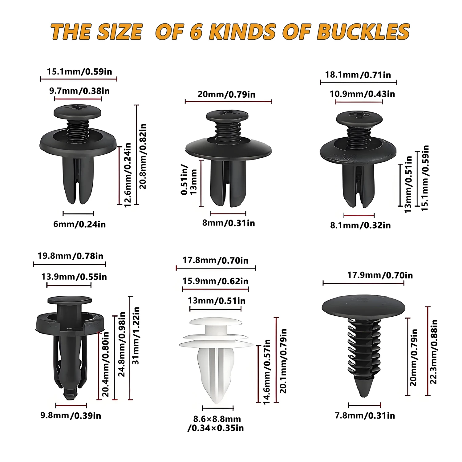 Auto Fastener Clip Kit Fender Niet Clips Auto Körper Push (100 Stück) – Bild 2