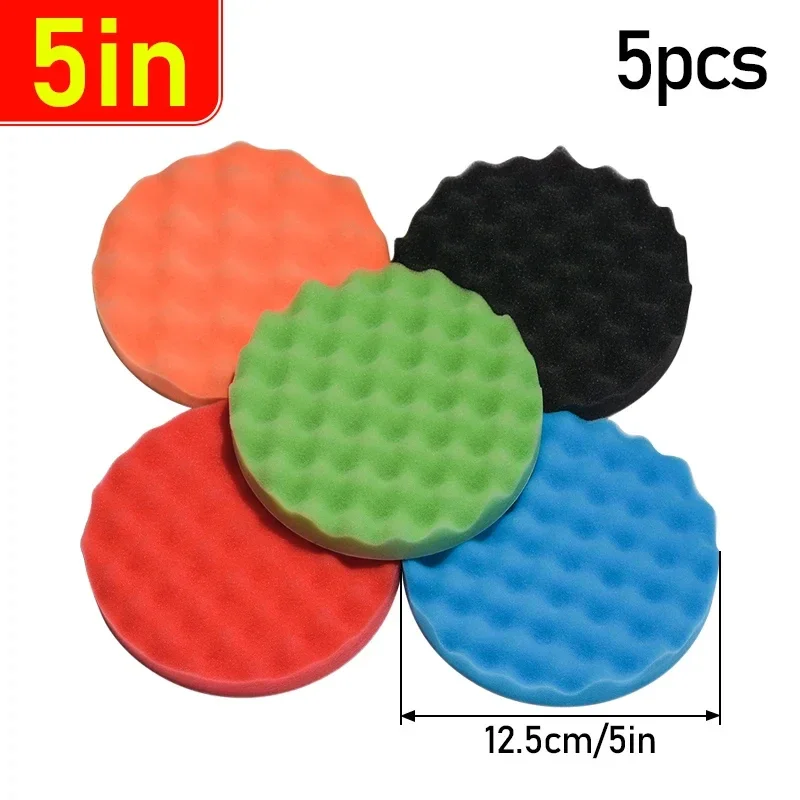 5er-Set 150/180mm Auto-Polierpads 5/6/7 Zoll Schwamm-Polierer Reinigungs- und Wachs-Werkzeug Auto-Pflege