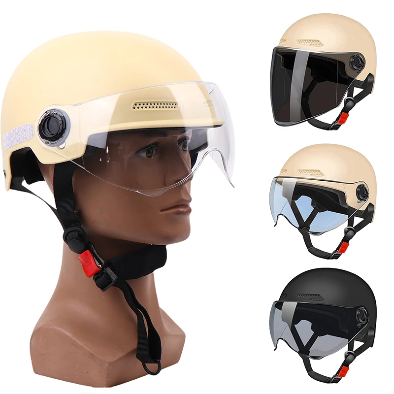 Halbhelm für Erwachsene mit Schutzbrille für Motorrad und Fahrrad – Bild 6