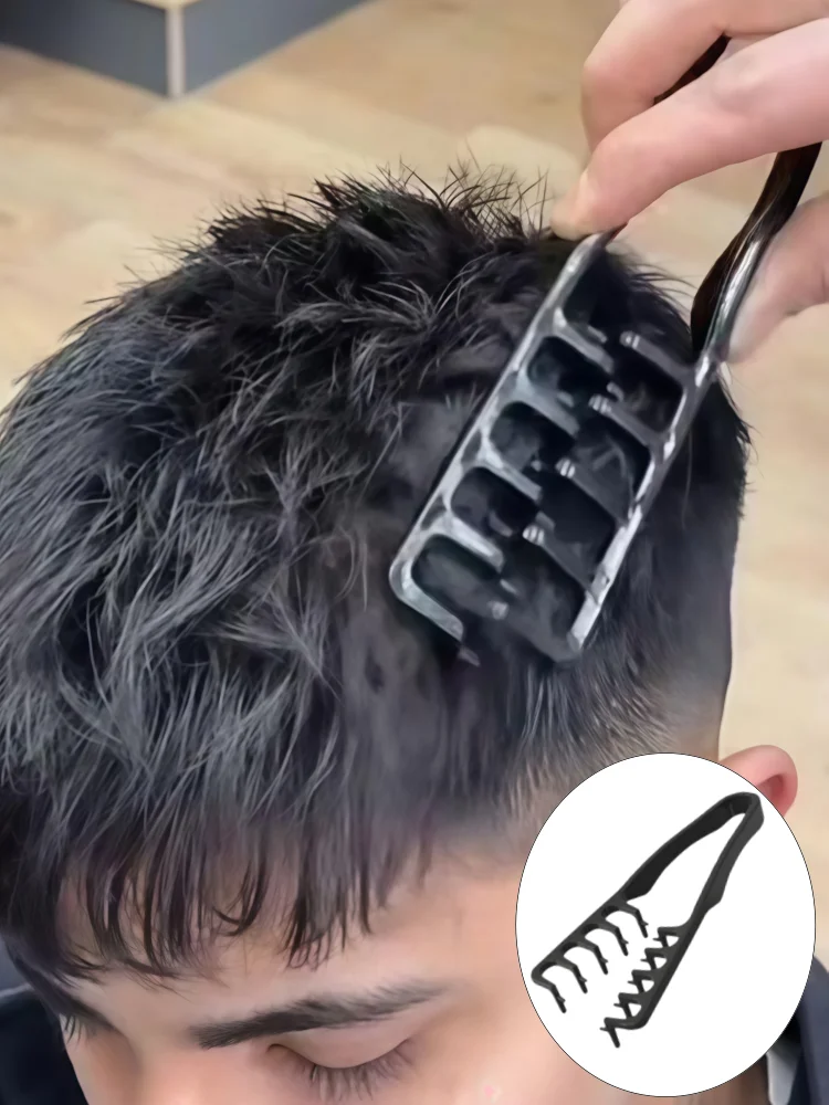 Flauschiger Haarstyling-Kamm für Männer, V-förmiger Textur-Modellierungs-Haarklammer, DIY-Frisurwerkzeug