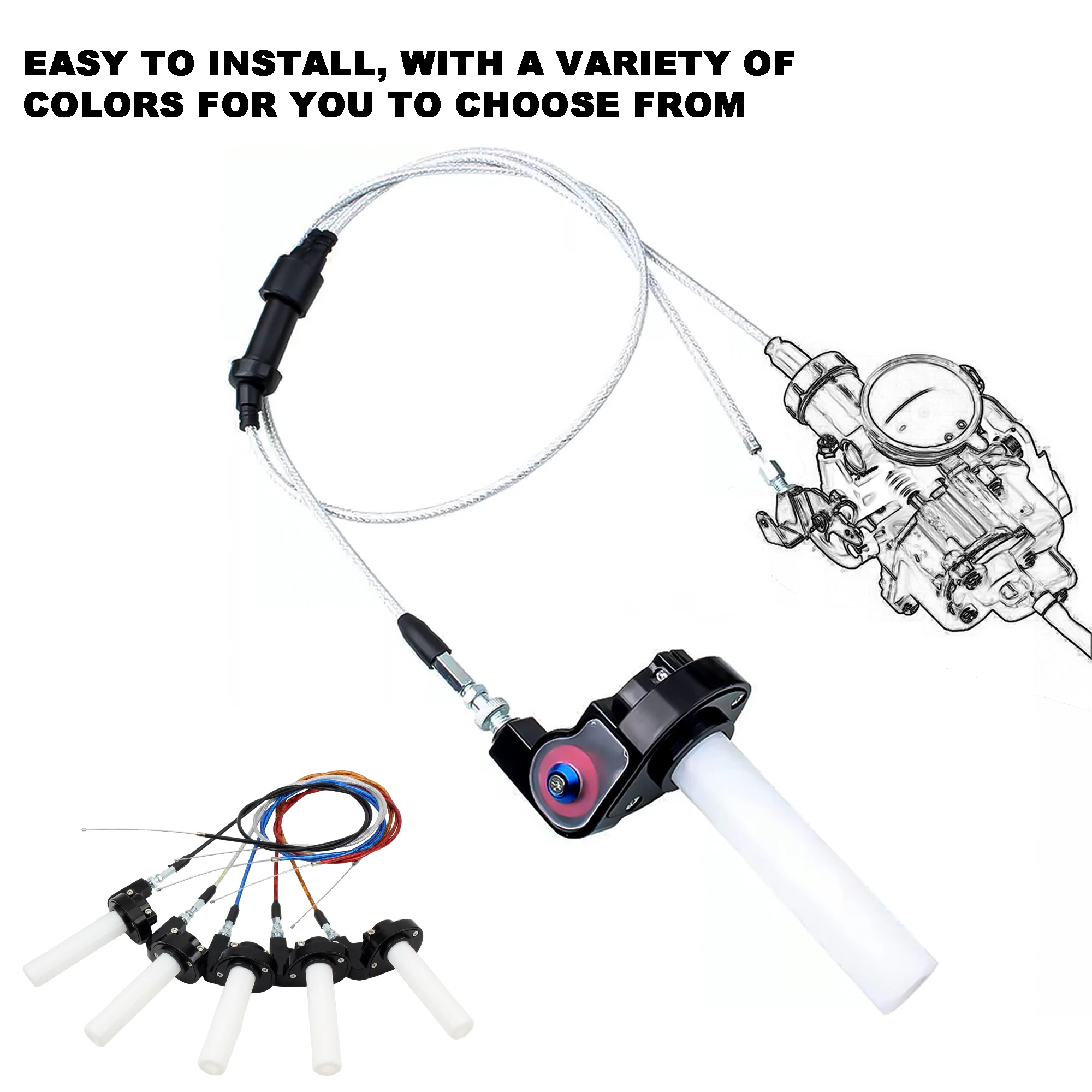 7/8 "22mm Motorrad Quick Twist Gas Gasgriff Griffe Mit Gaszug 1200mm – Bild 4