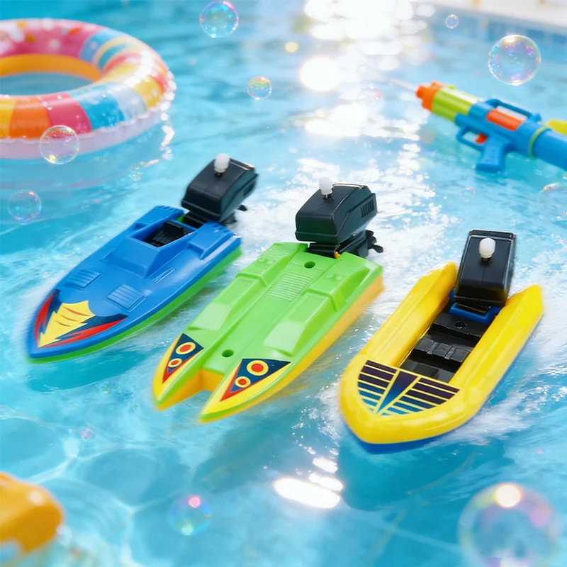 Aufziehbares Schnellboot-Spielzeug, Schwimmendes Schiff, Klassisches Badewannen- und Duschspielzeug