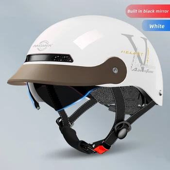 MOWK Motorrad Vintage Halbhelm Sommer Atmungsaktive Männer Frauen Elektrische Jet Scooter Jethelme