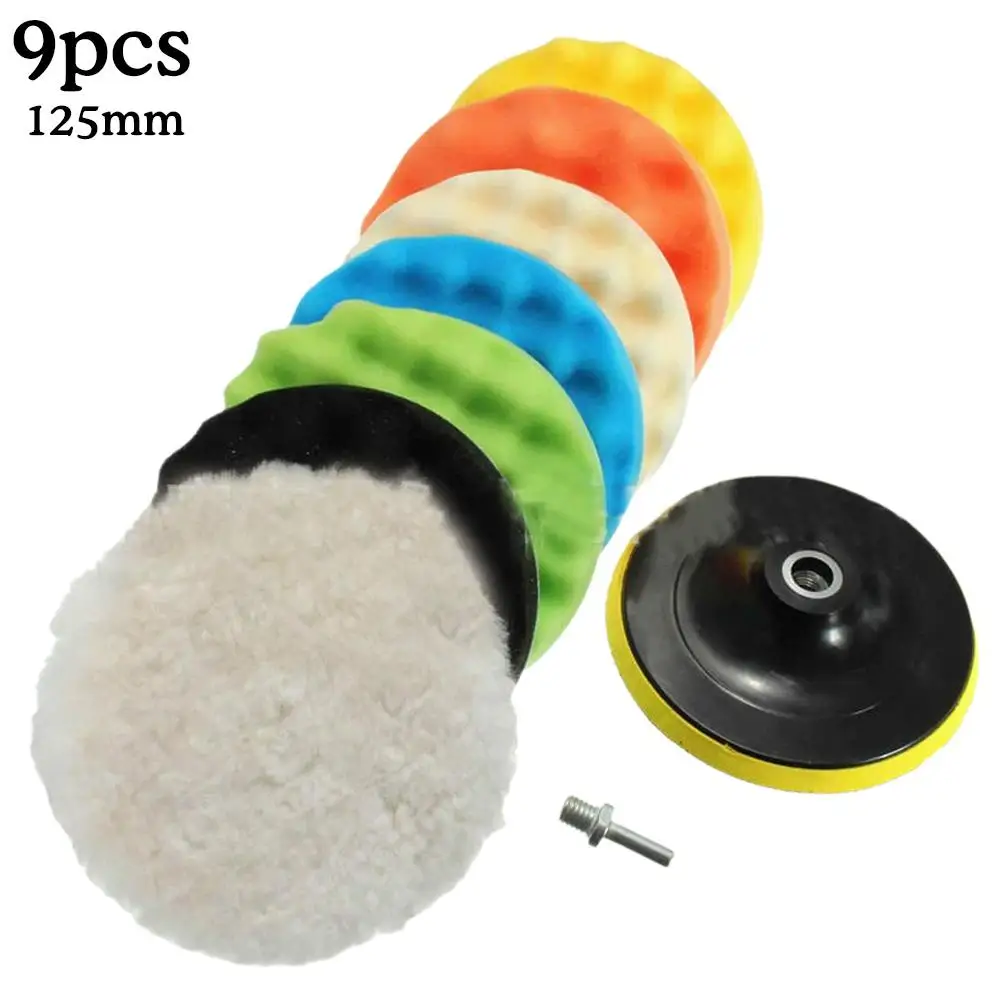 5 Zoll Auto Polierscheibe Set 125 mm Schwamm Polieren Wachsen Schwamm Wolle Rad Polierpad für Auto Polierer