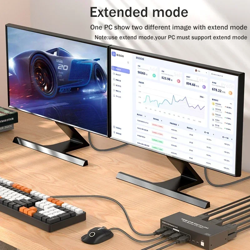 KVM-Switch 2×2 für zwei Monitore, 4K 60 Hz, HDMI 2.0 und USB 3.0 – Bild 4