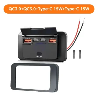 4-Port USB-Autoladegerät 12V Schnellladung PD 30W/15W Typ C QC 3.0 Schnelladapter für Mobiltelefone