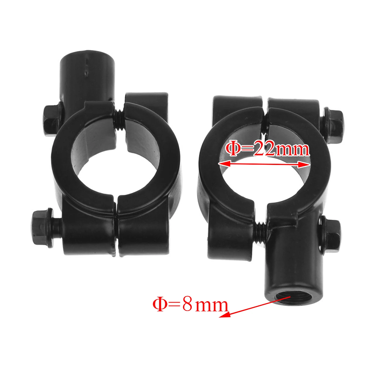 Schwarz Silber Motorrad Lenker Spiegel Halterung Clamp Rückspiegel Halter Halterung 22mm 10mm 8mm (2 Stück)