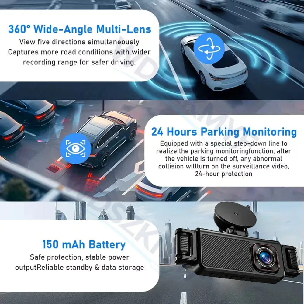 Dashcam für Autos 4 5-Kanal Black Box WiFi Fahrkamera FHD 1080P – Bild 6