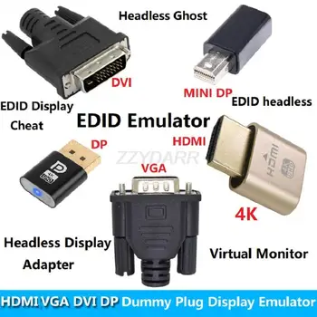 4K HDMI Dummy Plug DP VGA DVI Mini DP Display Emulator Virtueller Monitor Headless Display Adapter EDID