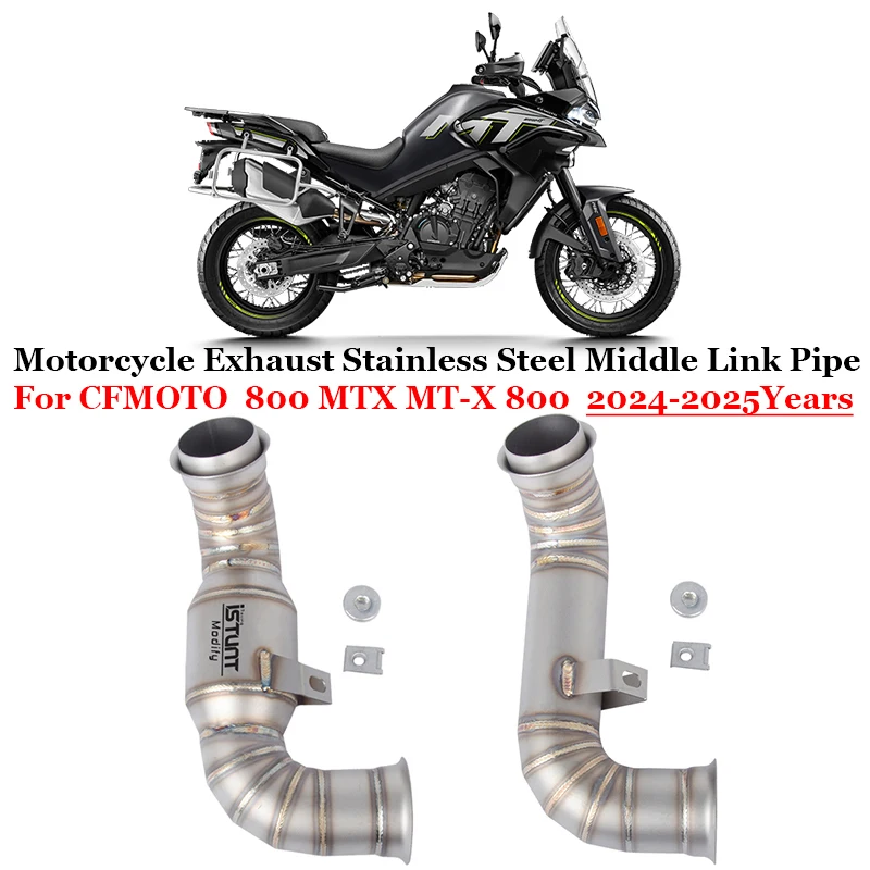 Slip On für CFMOTO 800 MTX MT-X800 MTX 800 2024 2025 Edelstahl Mittelverbindungsrohr Motorrad-Auspuffanlage