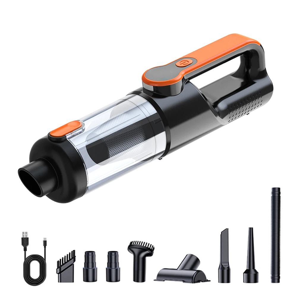 Tragbarer Kabelloser Staubsauger für Auto und Zuhause Mini Handstaubsauger mit 6 Bürsten