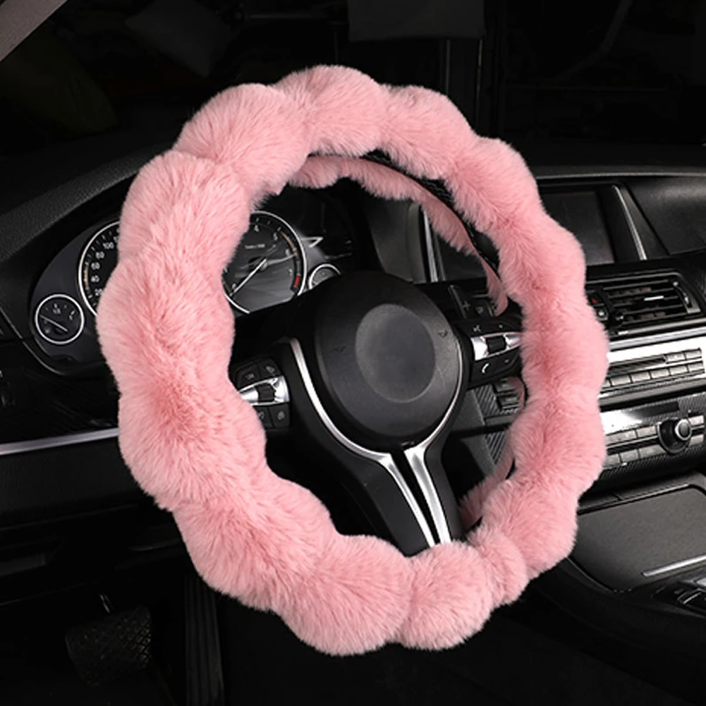 Winter Warmer Weicher Flauschiger Plüsch-Lenkradbezug Rutschfester Schutz für Auto- und Motorradlenkräder