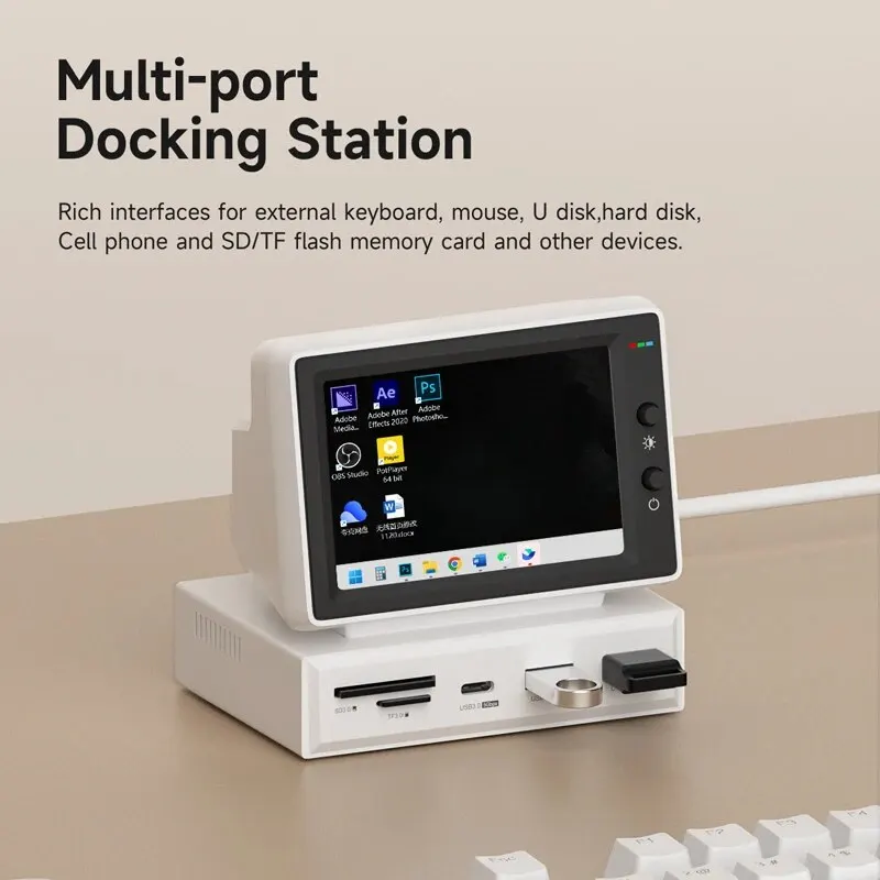 3,5 Zoll IPS Statusbildschirm für CPU/RAM-Anzeige mit USB-C Hub – Bild 3