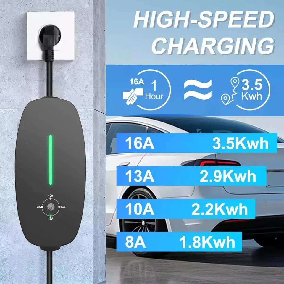 Teschev EV-Ladegerät Typ2 16A 3,5kW Ladebox 3,5M Kabel GBT-Buchse Typ1 – Bild 5