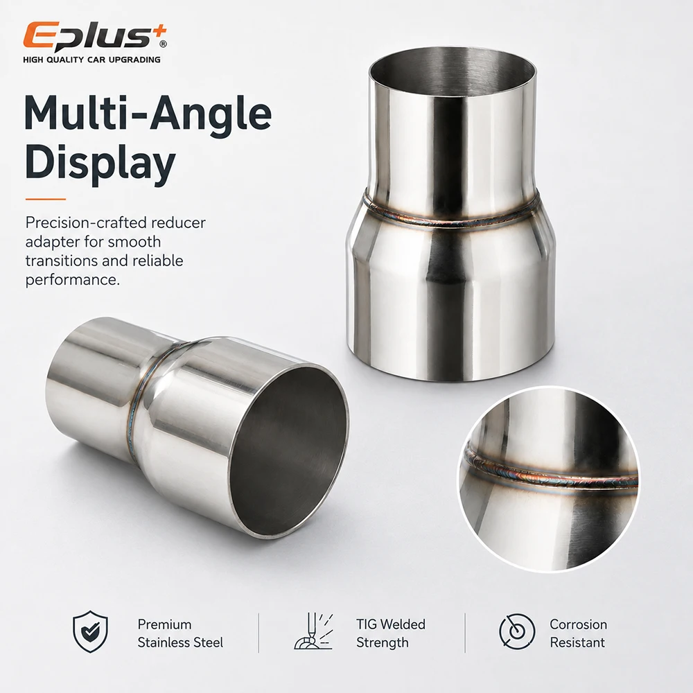 EPLUS Auspuffrohr-Reduzieradapter Edelstahl Universeller Gerader – Bild 3