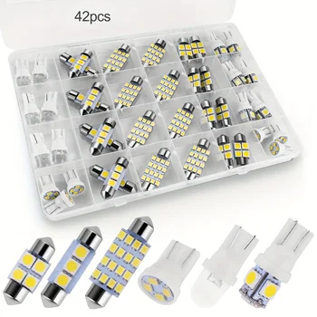 T10 5050 Auto LED Glühbirne Innenkuppel Stamm Kennzeichenbeleuchtung Kit Weiß für Bmw E53 E60 E90 (42 Stück)