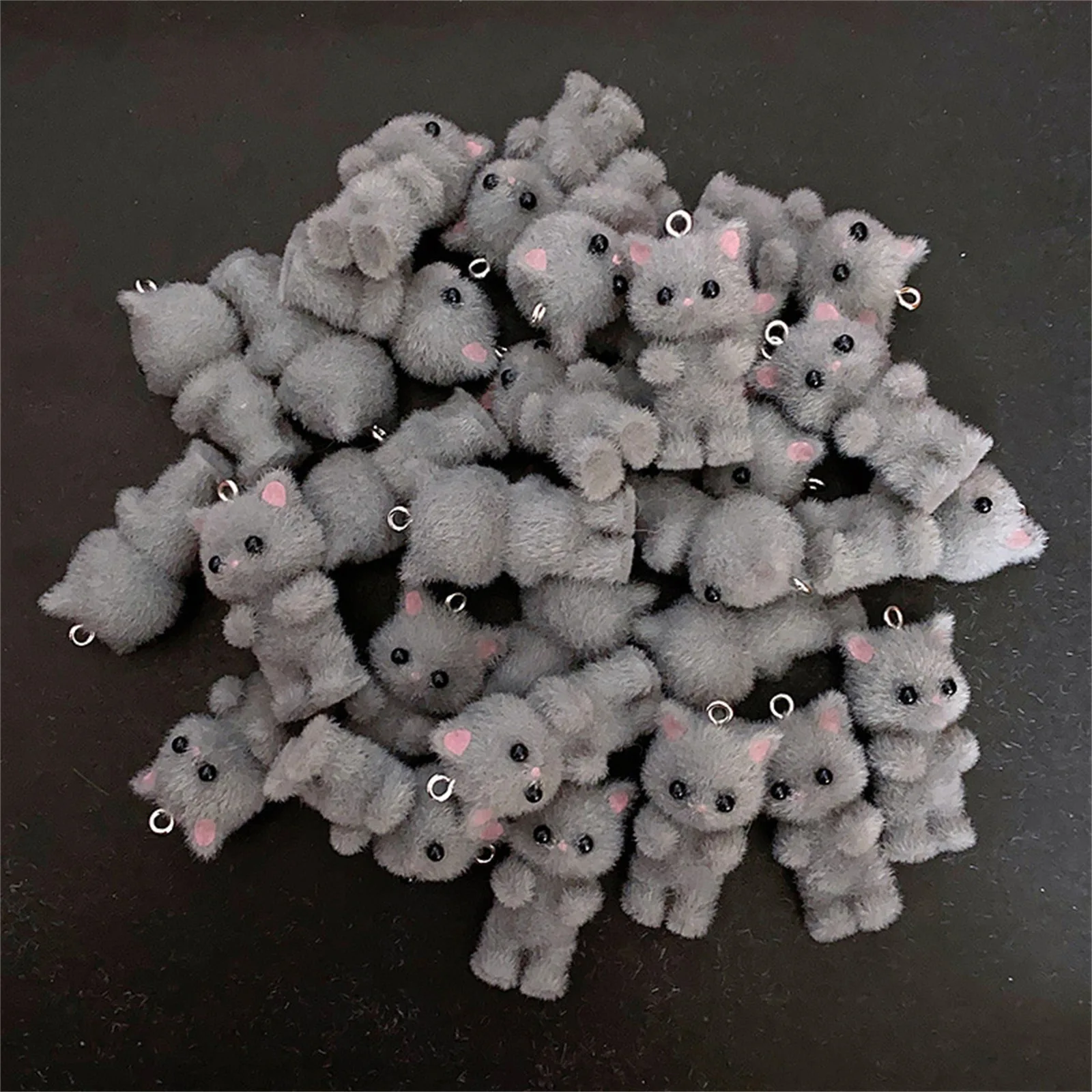 Beflockungsanhänger Kawaii Katze Tieranhänger (2 Stück) – Bild 6