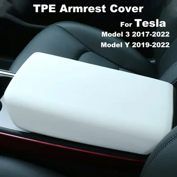 Auto Mittelkonsole Armlehne Pad Für Tesla Modell 3Y 2017-2024 TPE Weichen Fall Deckel Auto Zentrale Armlehne