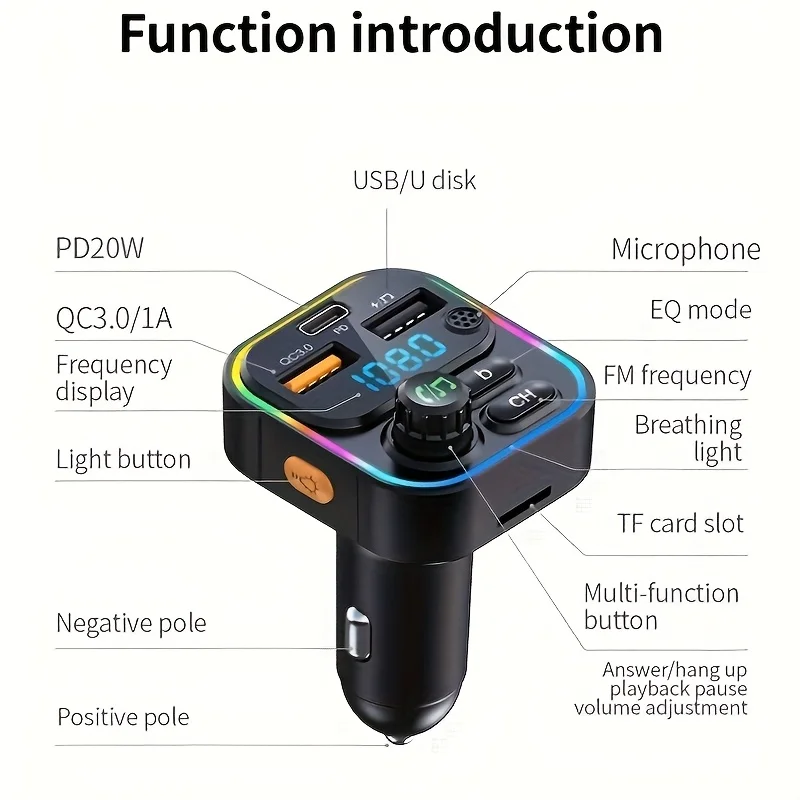 FM Sender Bluetooth 5,3 Freisprecheinrichtung Auto AUX Radio Modulator – Bild 6