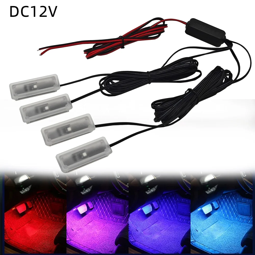 1-4 LED Ambientebeleuchtung, Auto-Innenraumbeleuchtung, Anschluss an ACC-Stromversorgung 12V Rot Weiß 6000K