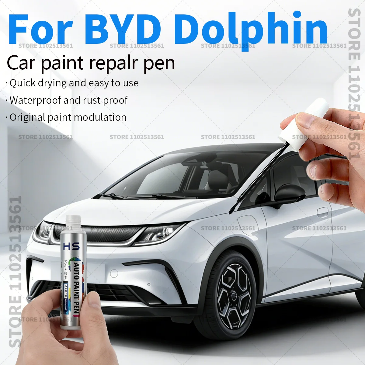Autolack-Reparaturstift Kratzer-Reparatur-Zubehör für 2021-2025 BYD Dolphin Schwarz Weiß Blau Grau Taro Lila