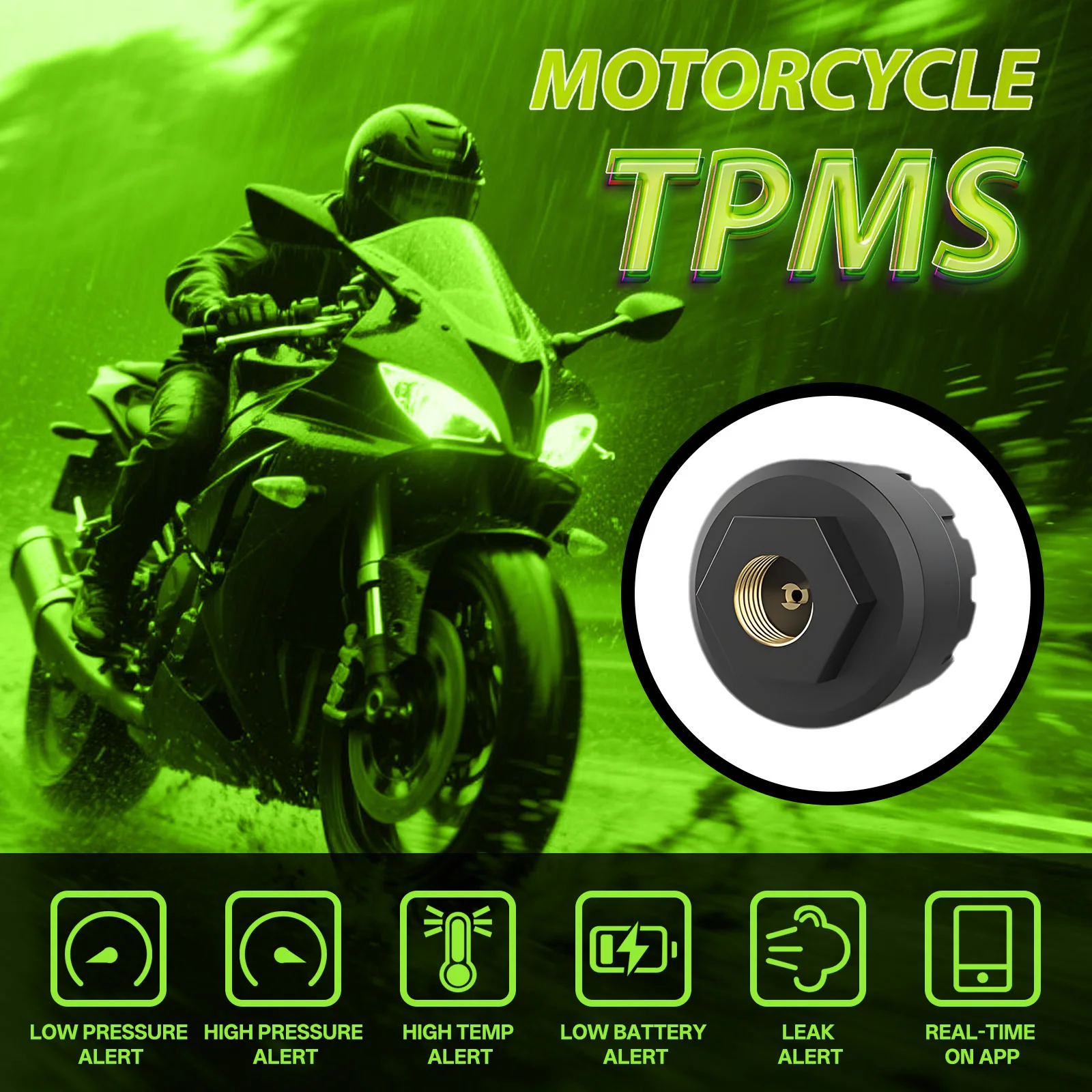 Motorrad TPMS 2 Sensoren Bluetooth 5.0 Reifendruckkontrollsystem Pit – Bild 2
