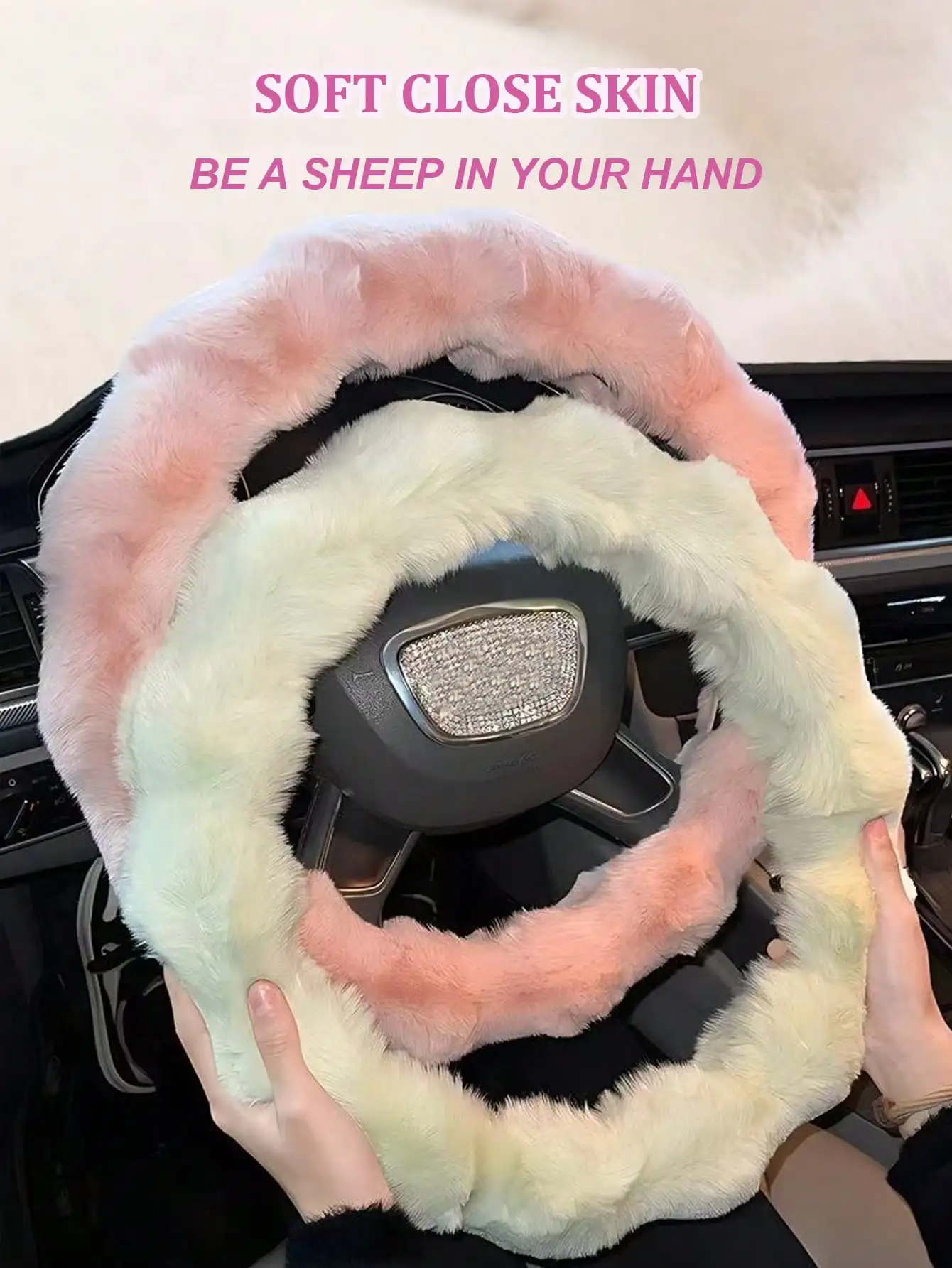 Flauschige Blasen-Plüsch-Lenkradabdeckung für Autos - warmer Winter, rutschfestes Design, universelle Passform